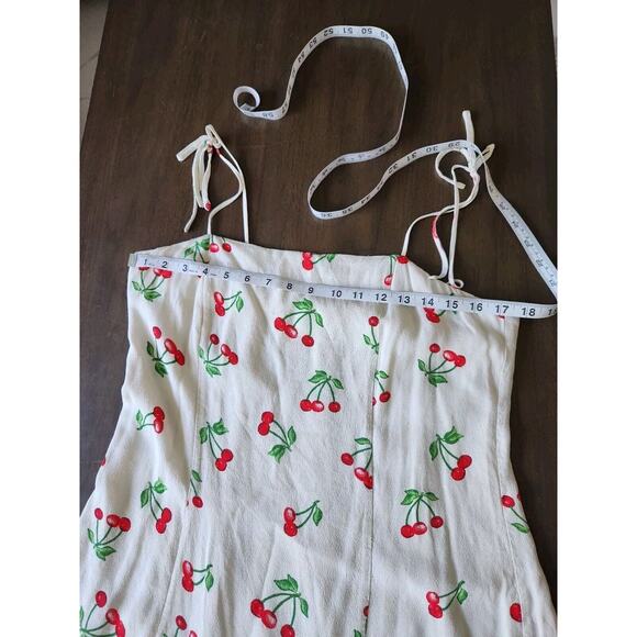 Privacy Please Revolve Grover Mini Dress Tie Shoulders White With Cherries L - Picture 4 of 7
